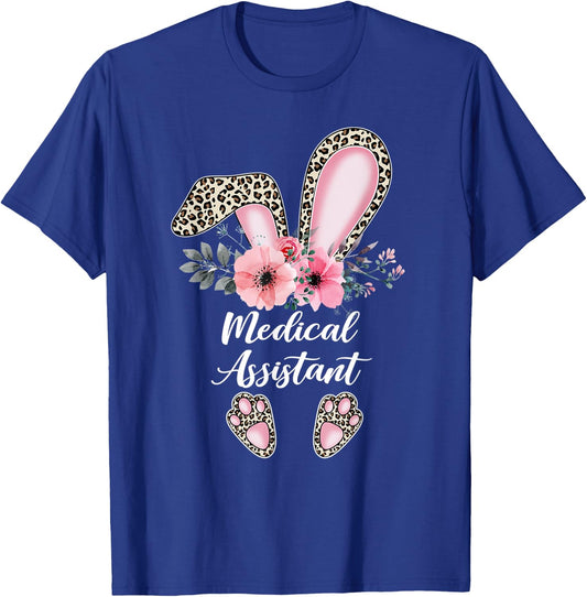 Medical Assistant Leopard Rabbit Bunny Easter Day MA Gift T-Shirt - T-Shirt | Royal