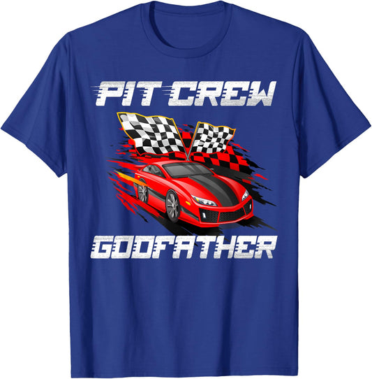 Pit Crew Godfather Race Car Birthday Racing Car Family T-Shirt - T-Shirt | Royal
