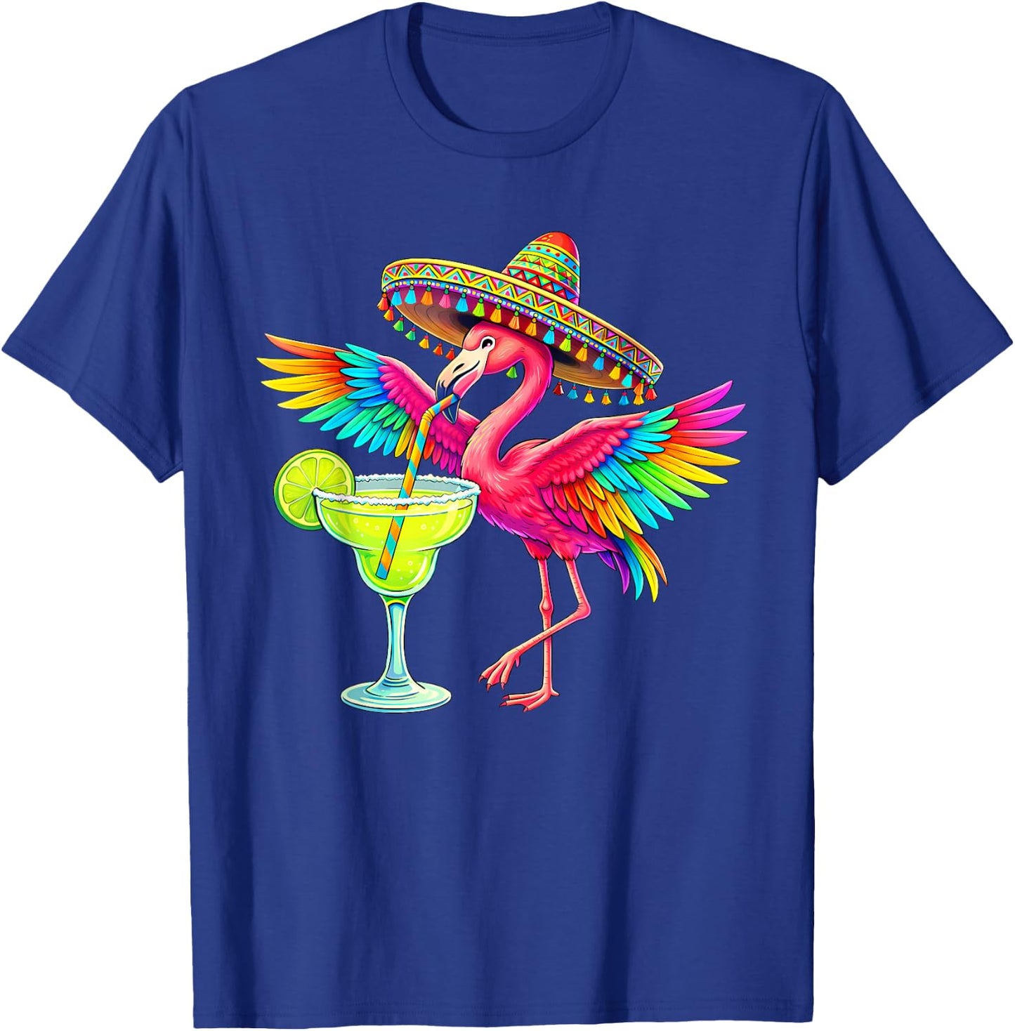 Cinco De Mayo Flamingo Margarita Mexican Poncho Men Women T-Shirt - T-Shirt | Royal