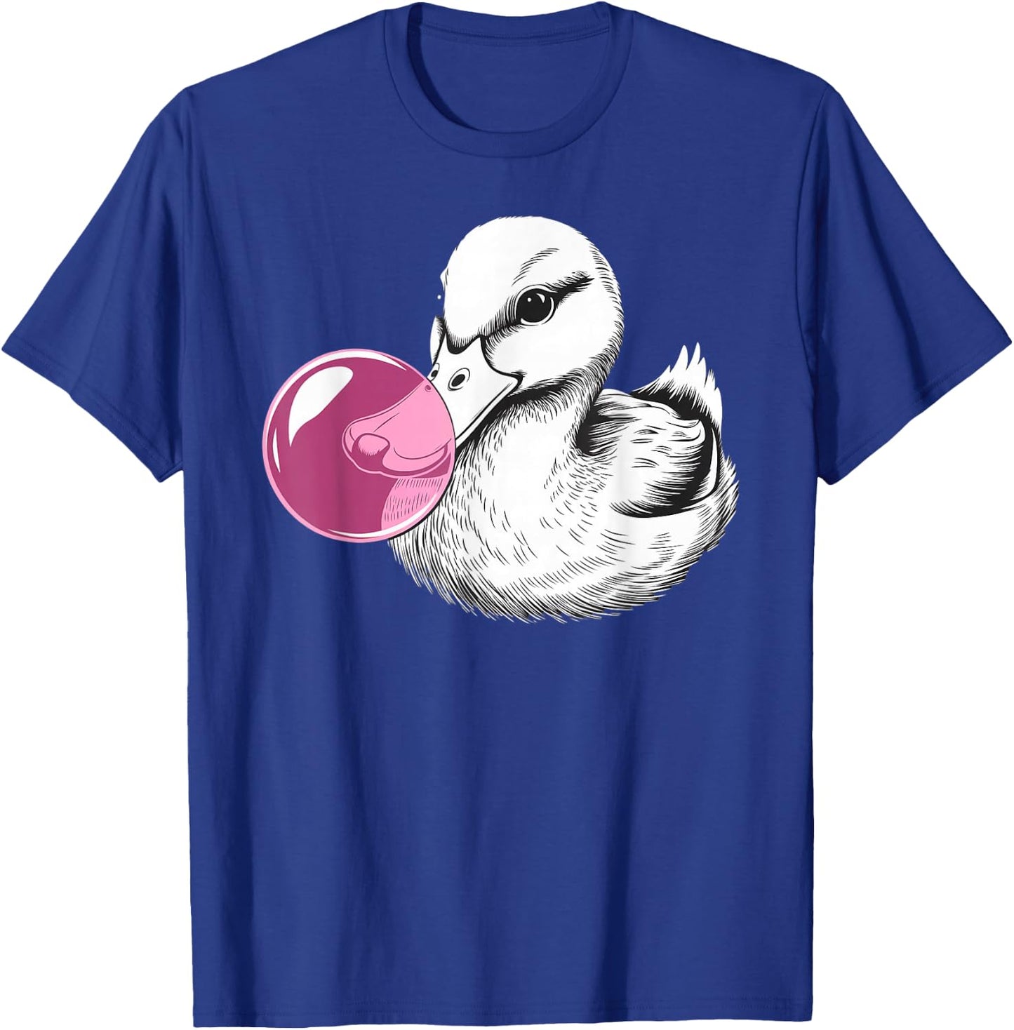 Cute Duck on pink bubble gum Duck T-Shirt - T-Shirt | Royal