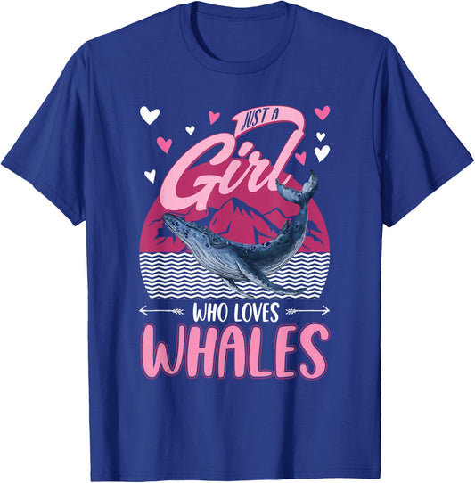 Whale Girl Humpback Whale Blue Whale T-Shirt - T-Shirt | Royal