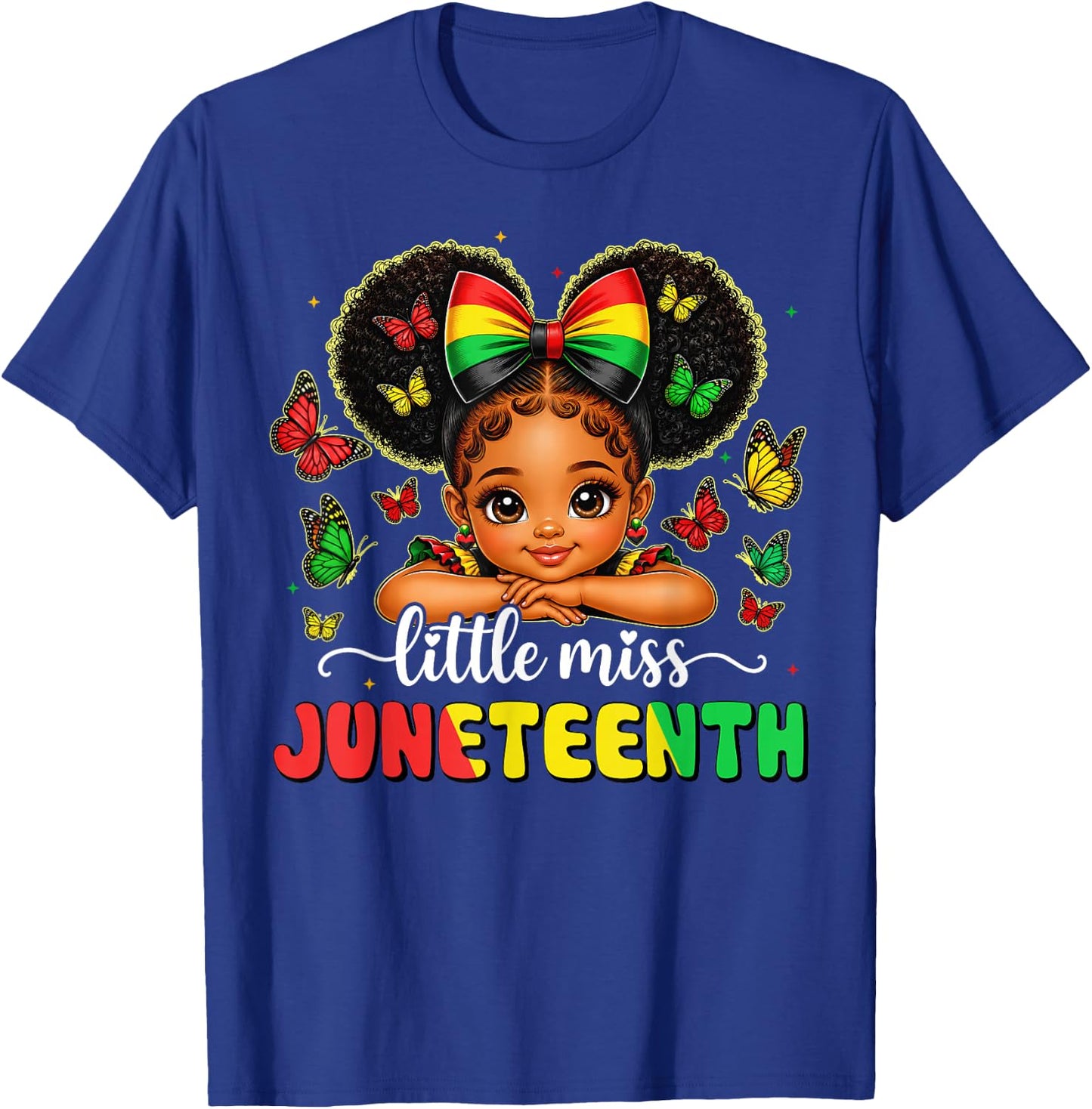 Little Miss Juneteenth Shirt Black African June 19th Girls T-Shirt - T-Shirt | Royal