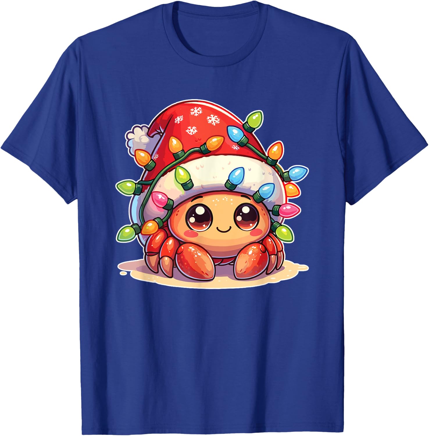 Santa Hat Christmas Fairy Lights Hermit Crab T-Shirt - T-Shirt | Royal