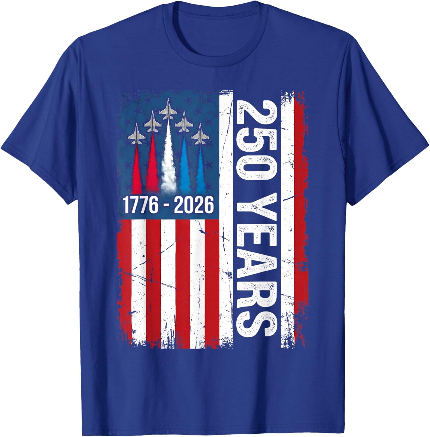 250 Anniversary USA Flag Fighter Jets 4th of July 250 Years T-Shirt - T-Shirt | Royal