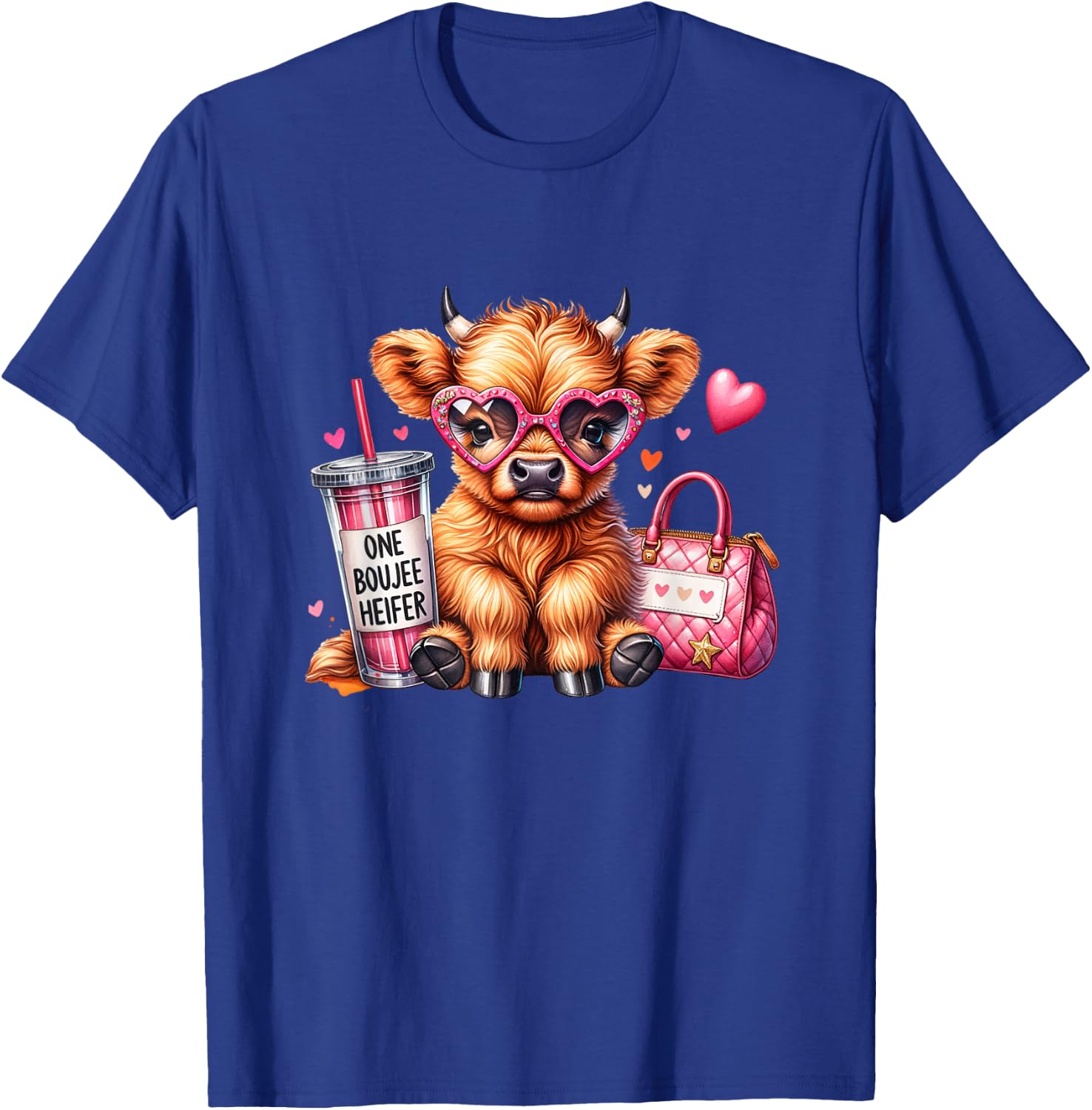 Adorable Highland Cow One Boujee Heifer T-Shirt - T-Shirt | Royal