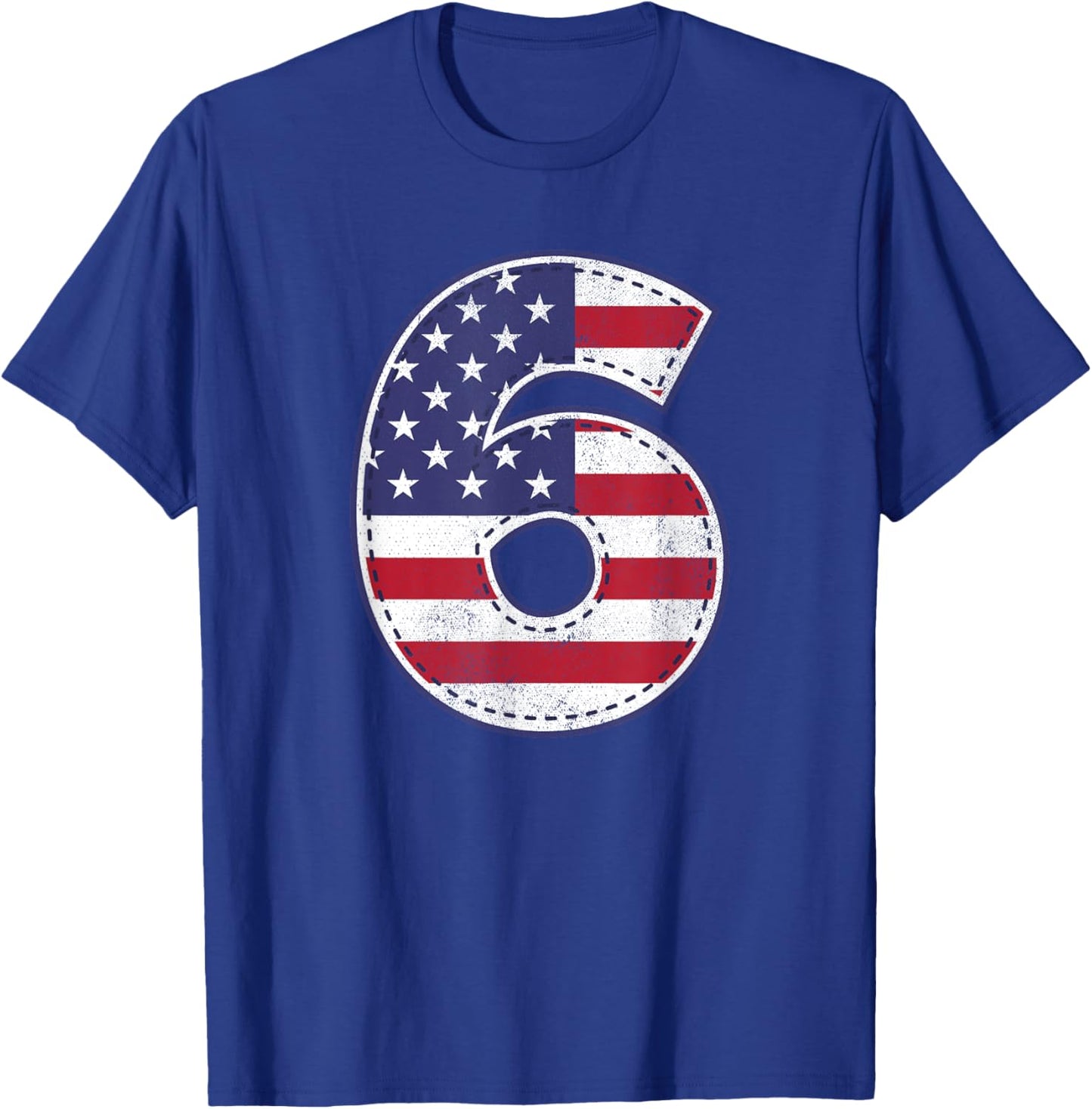 American Flag 6 Year Old Sixth Birthday Shirt T-Shirt - T-Shirt | Royal