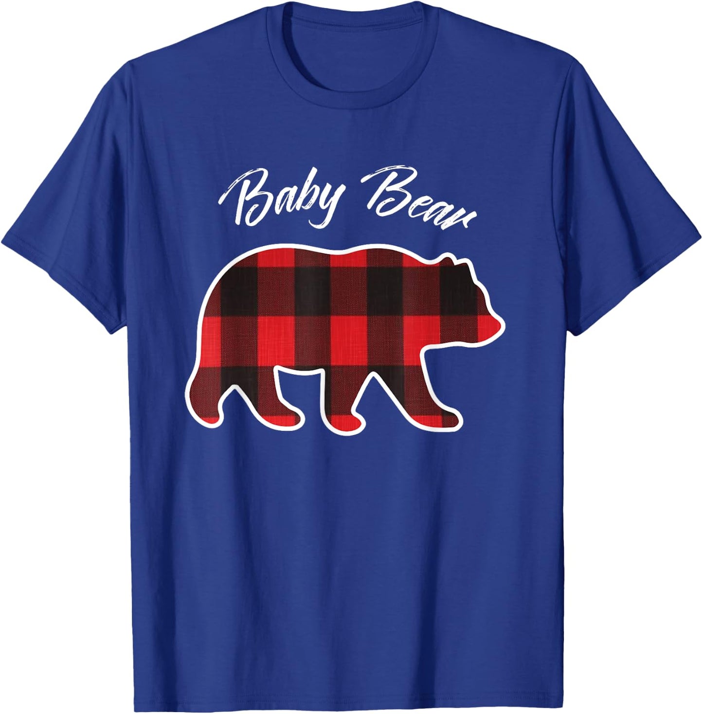 Baby Bear | Matching Family Christmas Red Plaid Pajama T-Shirt - T-Shirt | Royal