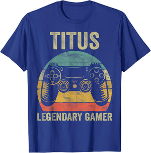 Personalised Legendary Gamer Shirt Titus Name Video Gamer , black, s T-Shirt - T-Shirt | Royal