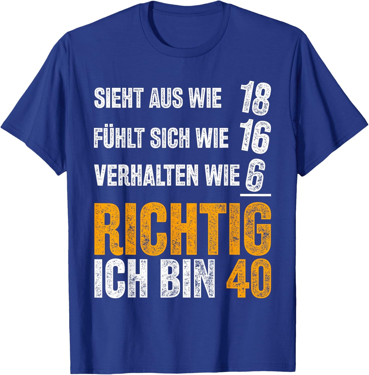Vintage 40 Man Funny Gift 40th Birthday , black T-Shirt - T-Shirt | Royal