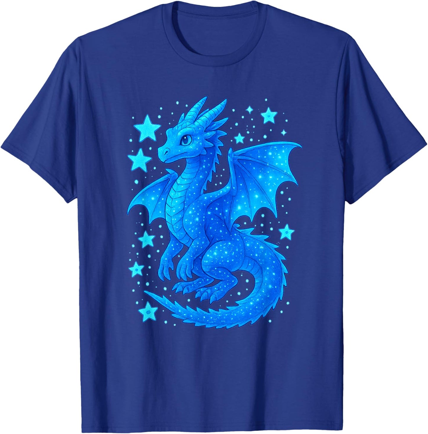 Mystical Blue Dragon Celestial Fantasy Illustration Cute Art T-Shirt - T-Shirt | Royal