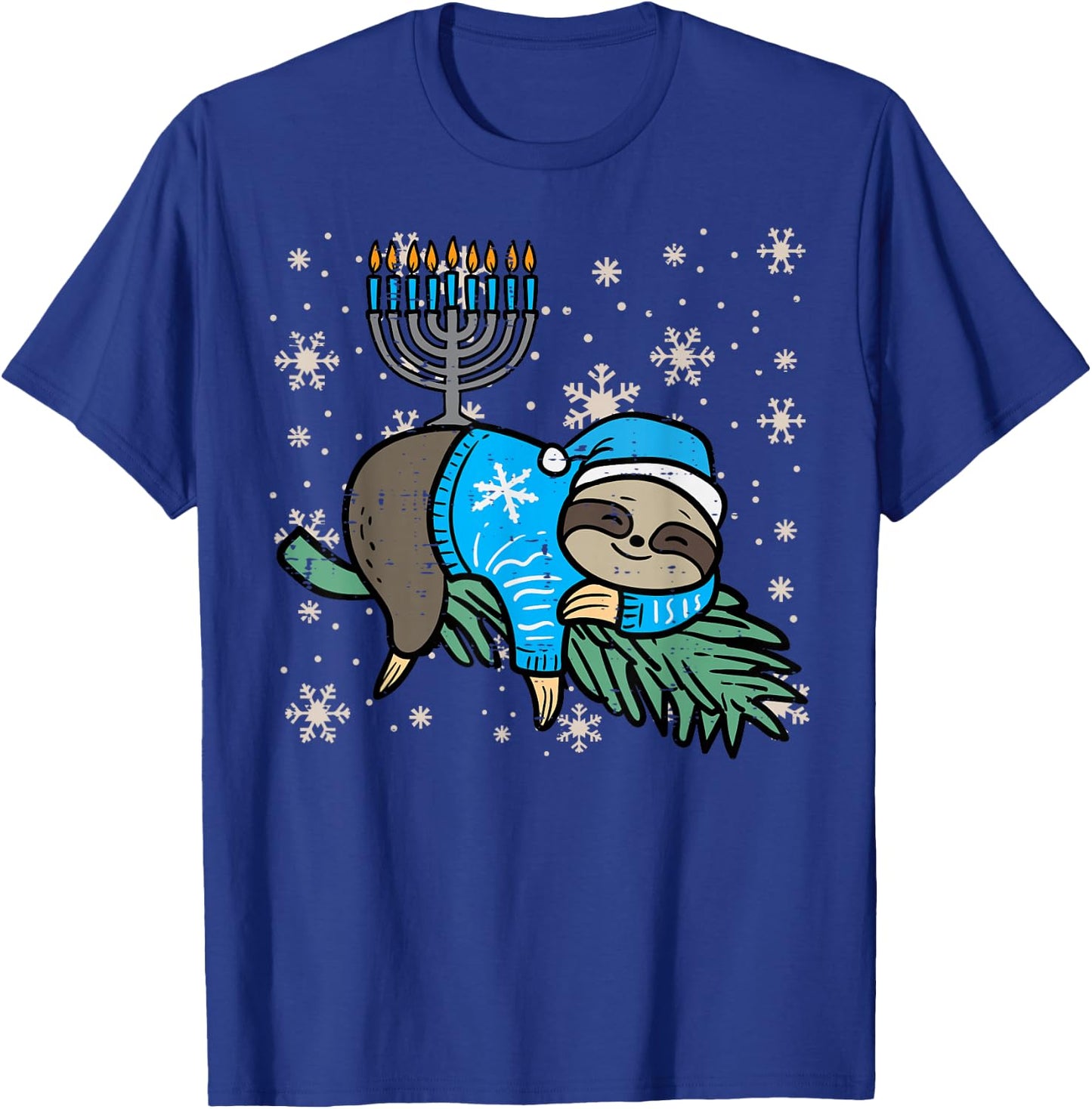 Hanukkah Sloth Nap Chanukah Jewish Kids Toddler Women Men T-Shirt - T-Shirt | Royal