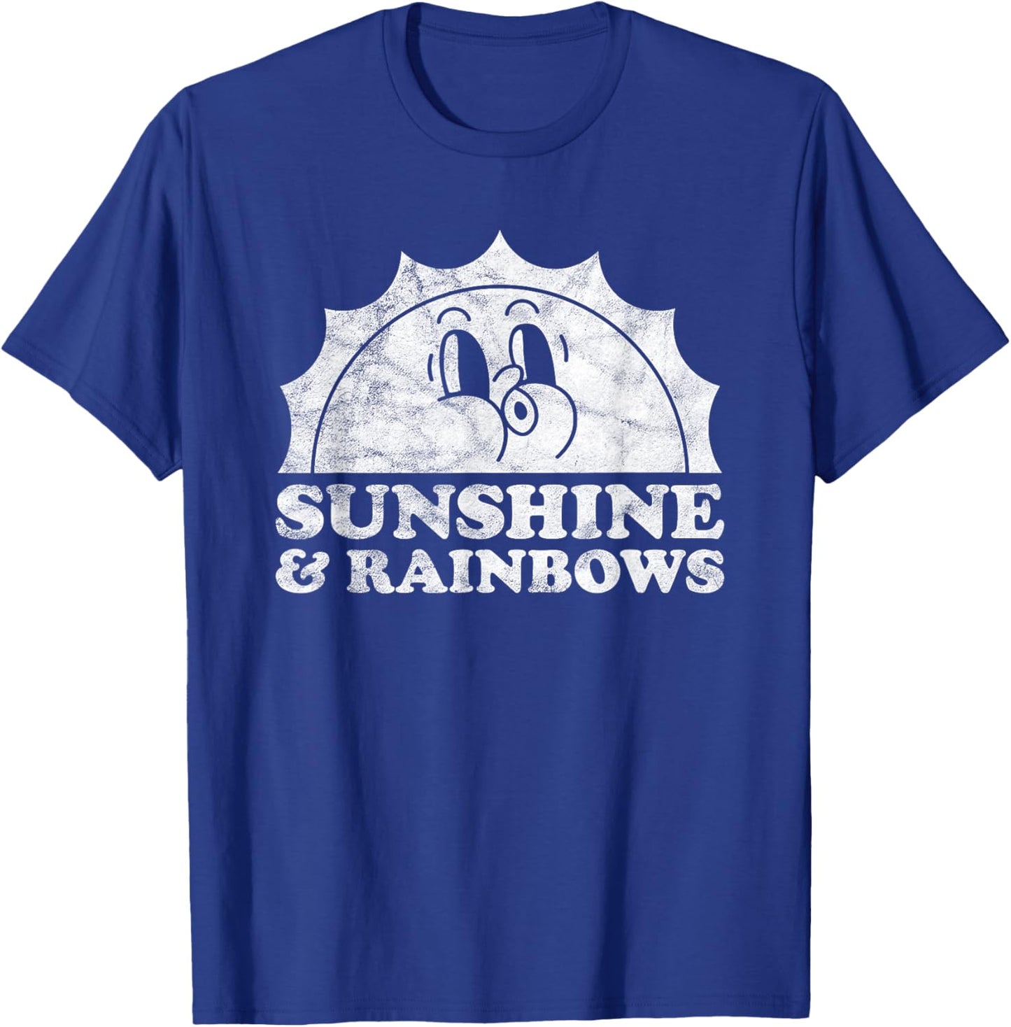 Sunshine and Rainbows Retro Vintage Sun Rainbow Women Kids T-Shirt - T-Shirt | Royal