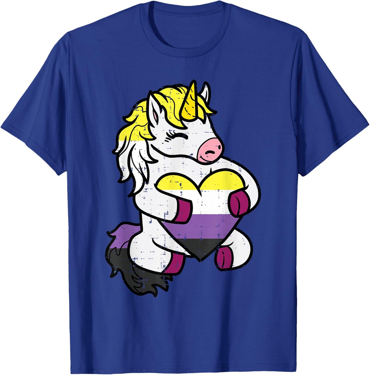 Nonbinary Unicorn Non Binary Enby Pride Lgbt Women Girls Kid T-Shirt - T-Shirt | Royal