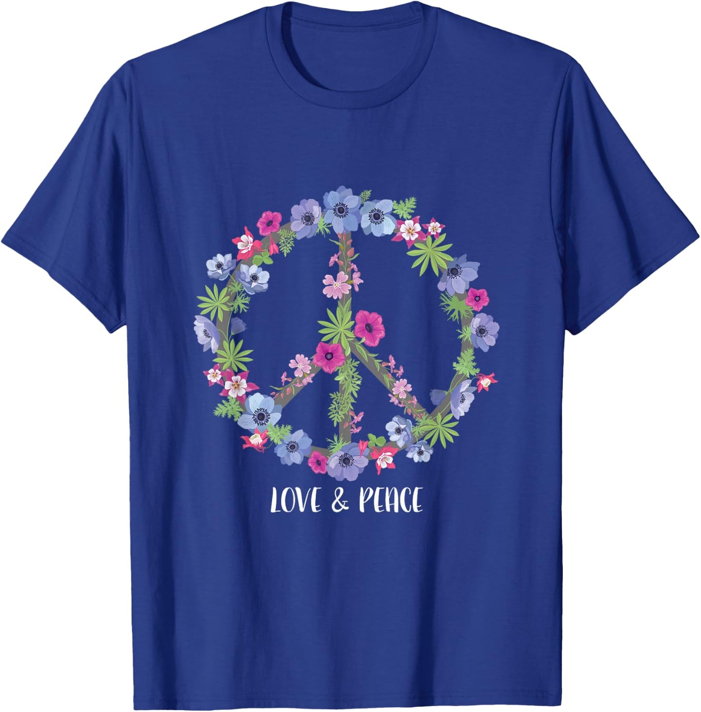 Flower Pattern Peace Symbol Shirt - Girls Love T-Shirt - T-Shirt | Royal