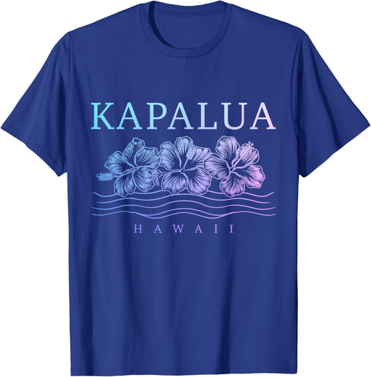 Kapalua Hawaii Hawaiian Hibiscus Flowers Surfer Souvenir T-Shirt - T-Shirt | Royal
