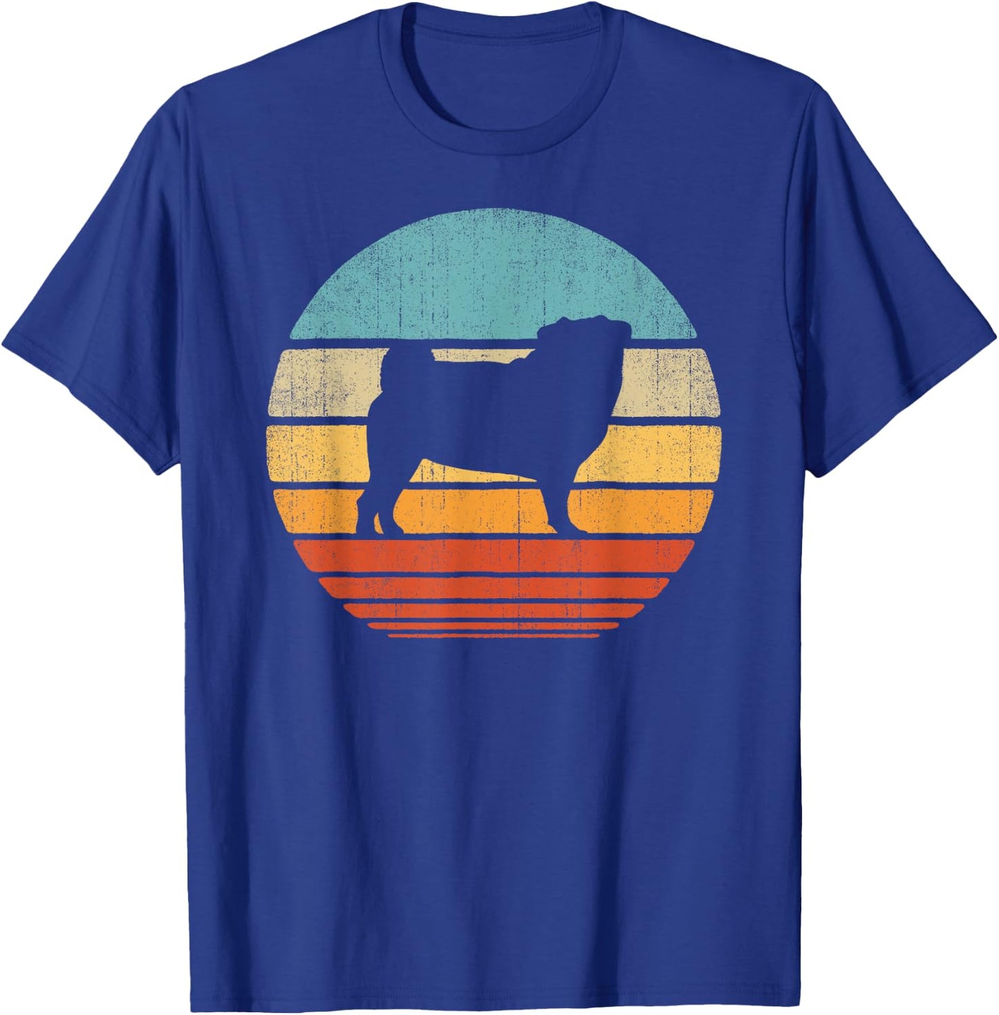 Pug Retro Vintage 60s 70s Sunset Dog Lovers Men Women T-Shirt - T-Shirt | Royal