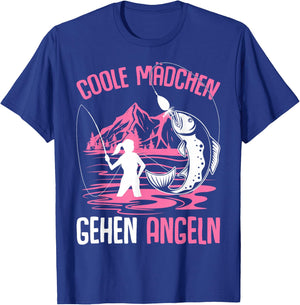 Coole Mädchen gehen Angeln Angler Fischer Kinder Angel T-Shirt - T-Shirt | Royal