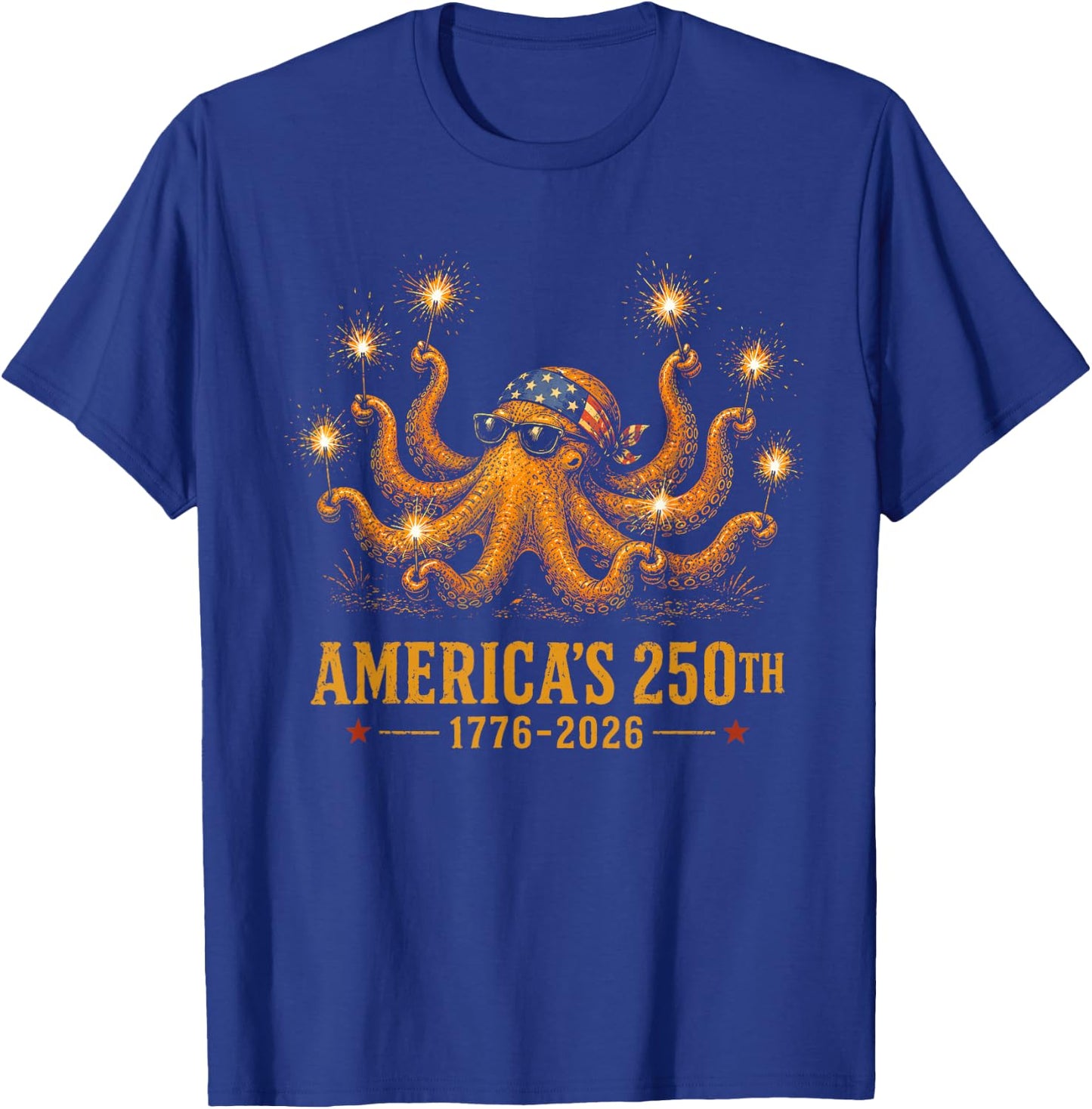 Americas 250th 1776-2026 Patriotic Octopus 4th of July T-Shirt - T-Shirt | Royal