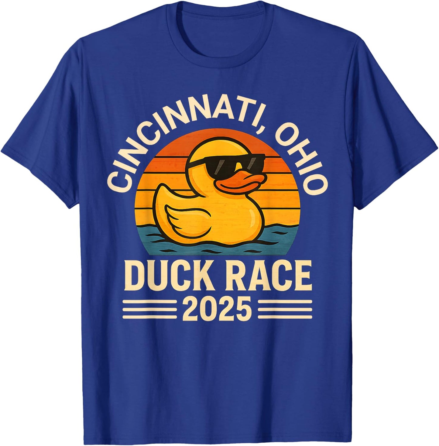 Cincinnati Ohio Duck Race 2025 Rubber Ducky Derby Vintage T-Shirt - T-Shirt | Royal