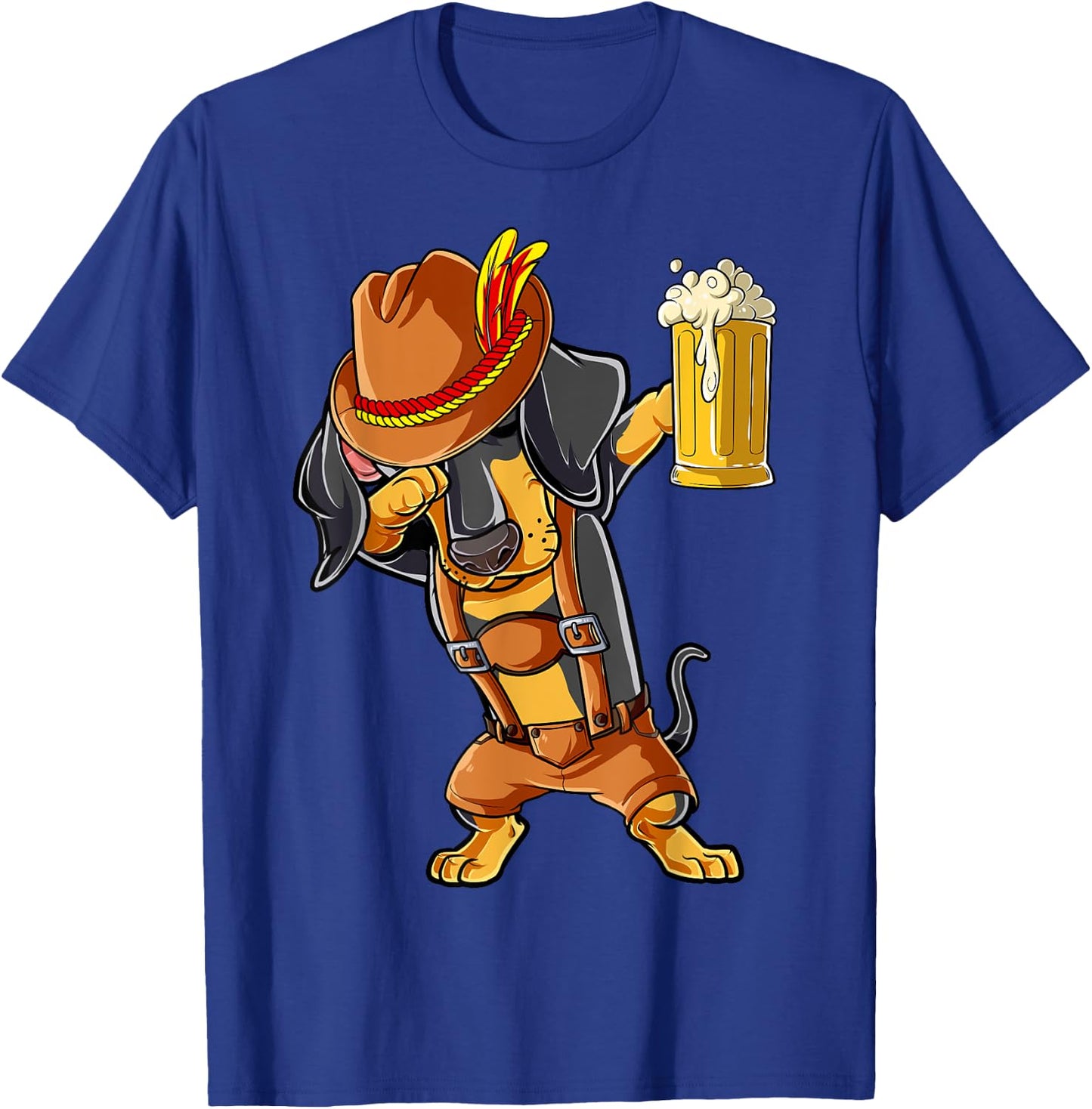 Dabbing Dachshund T shirt Oktoberfest Lederhosen Men Beer T-Shirt - T-Shirt | Royal
