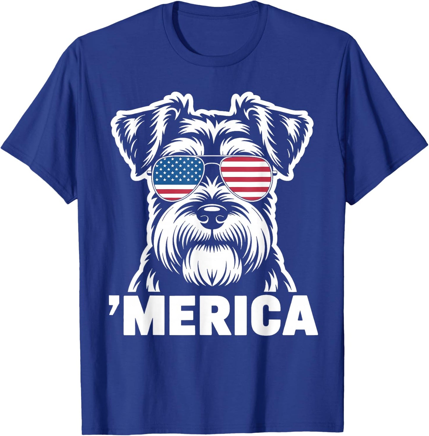 Patriotic USA American Flag 4th of July Schnauzer T-Shirt - T-Shirt | Royal