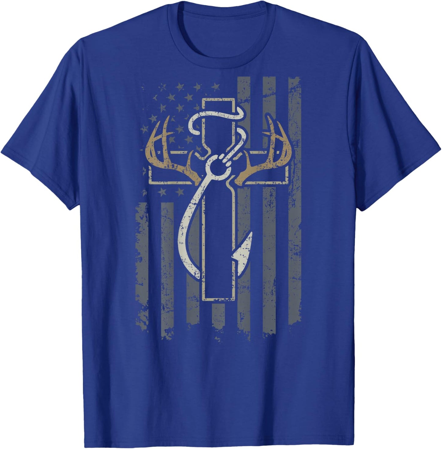 Faith Hunting Fishing - Christian Hunter Fisherman - ON BACK T-Shirt - T-Shirt | Royal