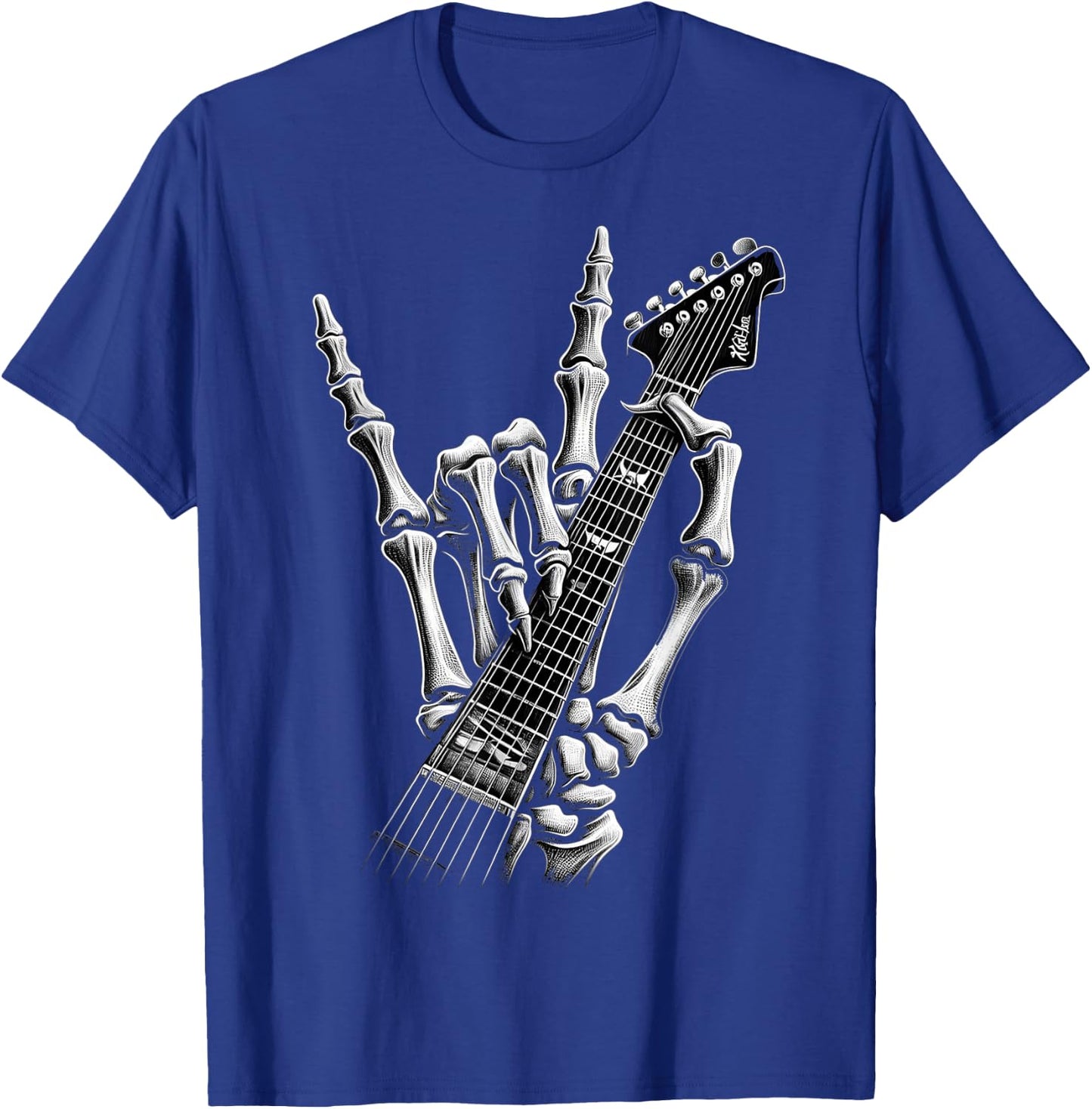 Rock On Skeleton Hand Graphic For A Cool Performer , Black, S T-Shirt - T-Shirt | Royal