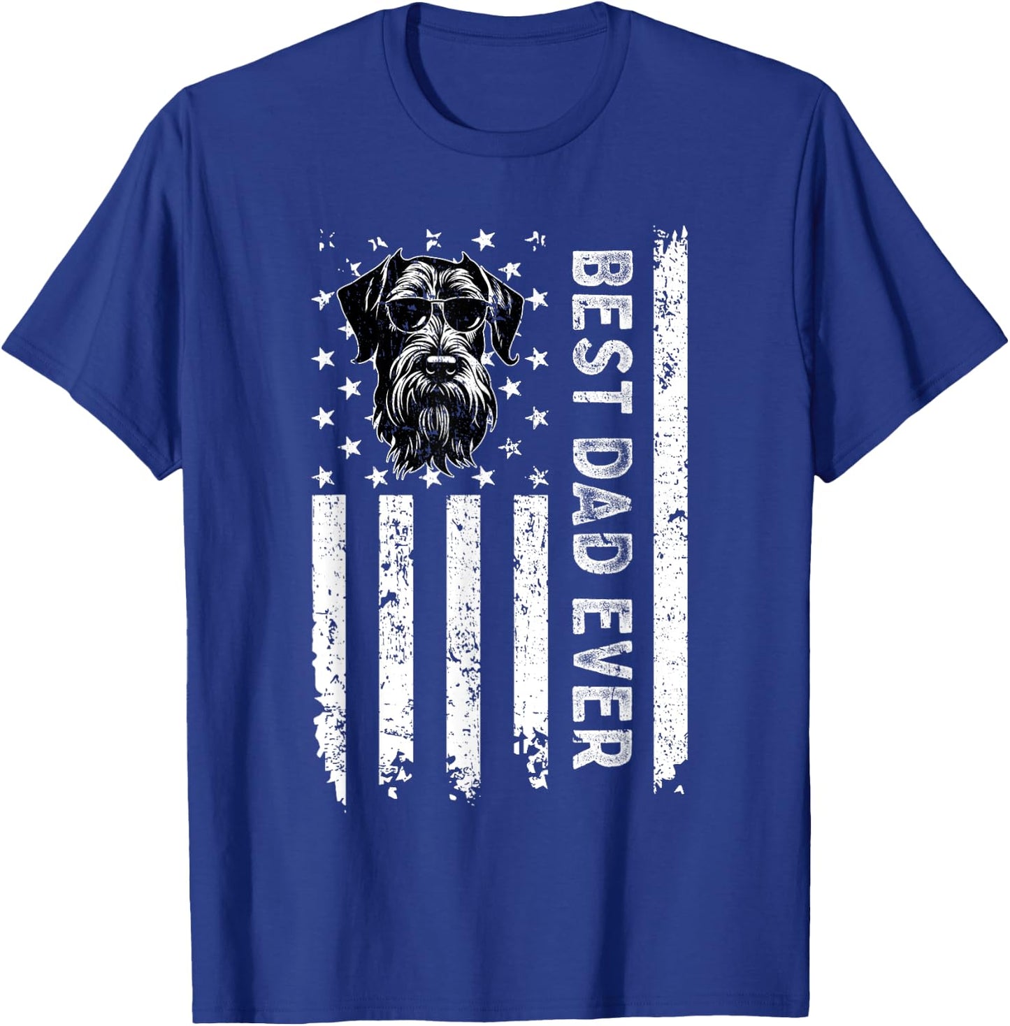 Best Giant Schnauzer Dog Dad Ever Fathers Day USA Flag T-Shirt - T-Shirt | Royal