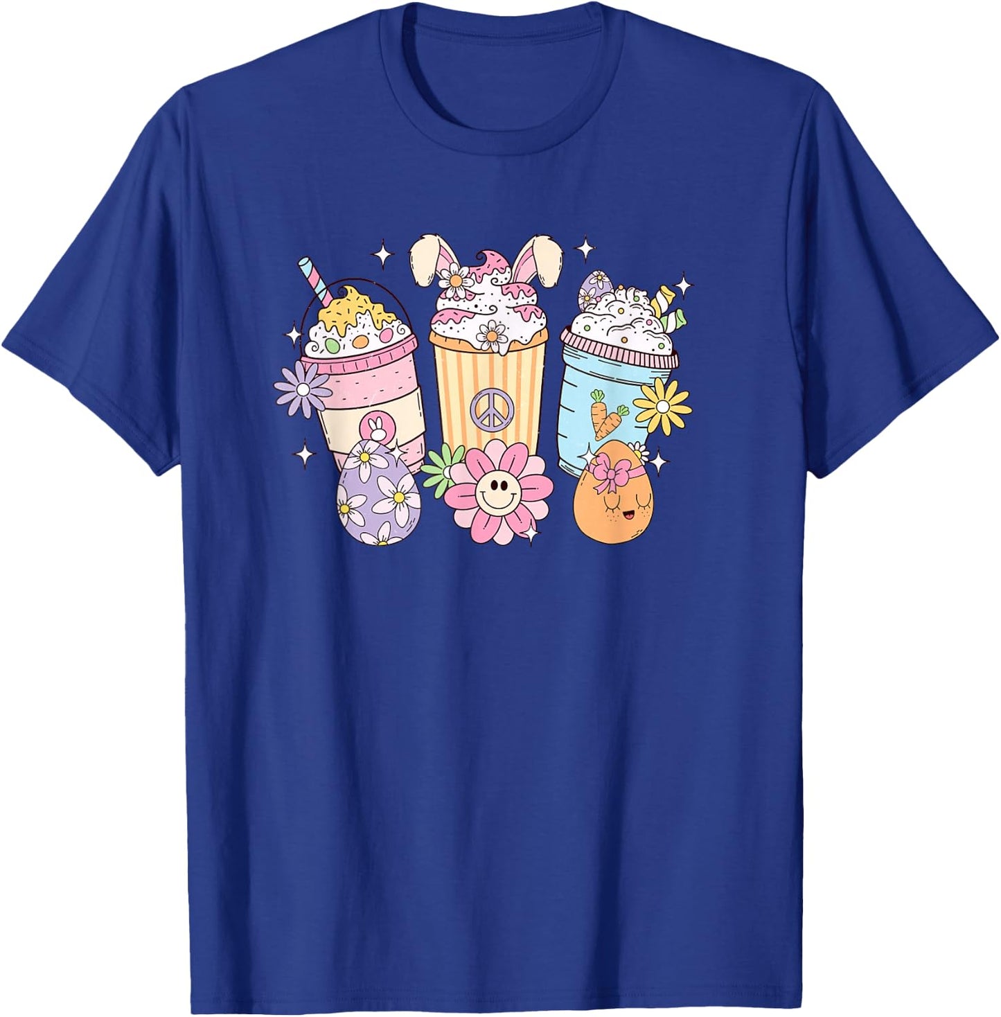 Easter Bunny Milkshake with Eggs Happy Easter Day T-Shirt - T-Shirt | Royal