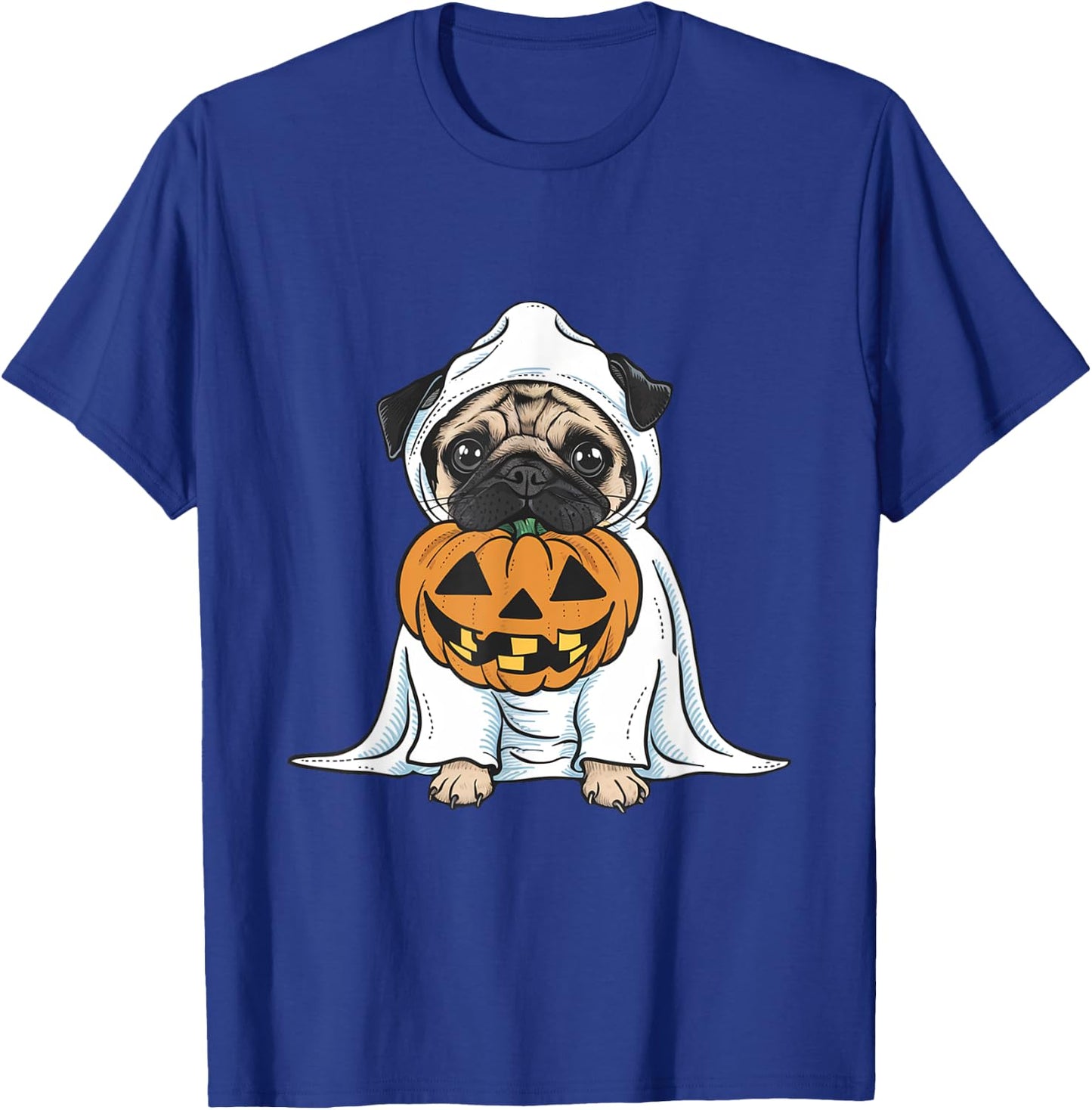 Pug Ghost Dog Halloween Women Kids T-Shirt - T-Shirt | Royal