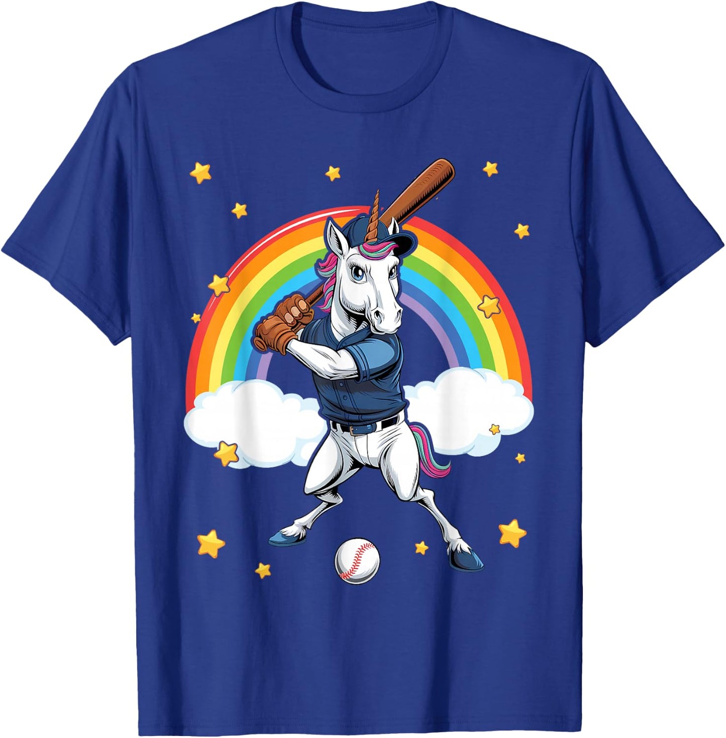 Unicorn Baseball Unicorn Playing Baseball Unicorn T-Shirt - T-Shirt | Royal