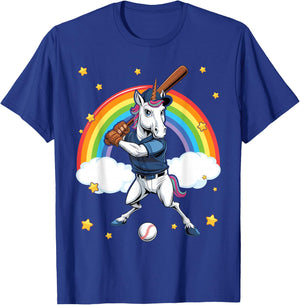 Unicorn Baseball Unicorn Playing Baseball Unicorn T-Shirt - T-Shirt | Royal