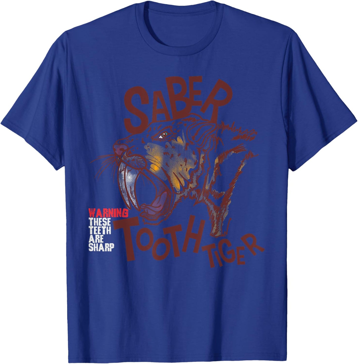Saber-toothed tiger extinct predatory cat funny saying child Women Girls Kids T-Shirt - T-Shirt | Royal