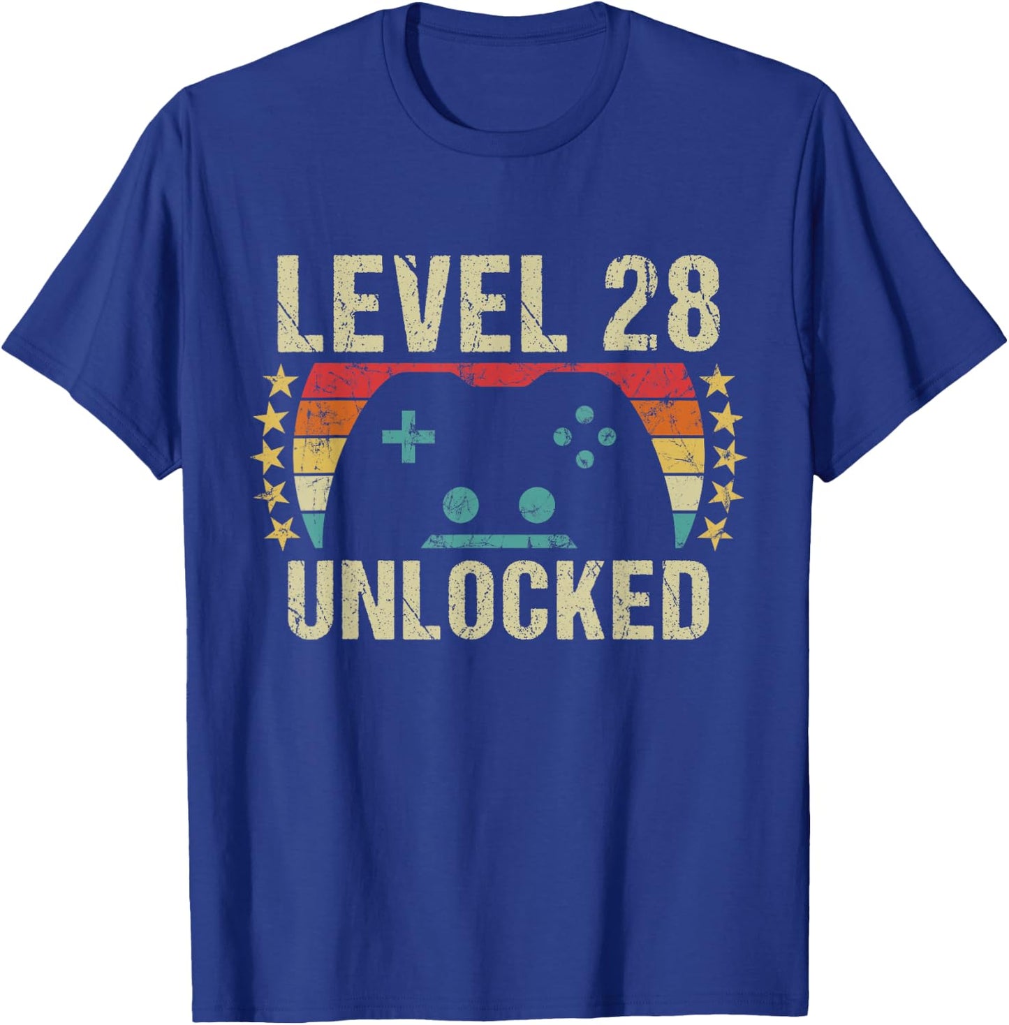 Gaming Vintage 28th Birthday Gift 28 Year Old Boy Girl Gamer T-Shirt - T-Shirt | Royal