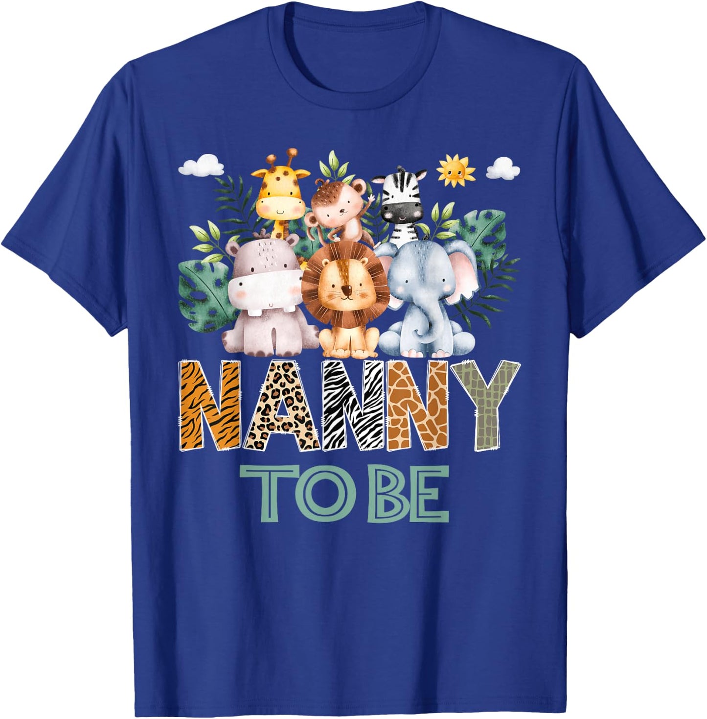 Soon To Be Nanny Jungle Animal Safari Gender Reveal T-Shirt - T-Shirt | Royal