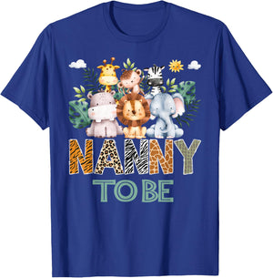 Soon To Be Nanny Jungle Animal Safari Gender Reveal T-Shirt - T-Shirt | Royal
