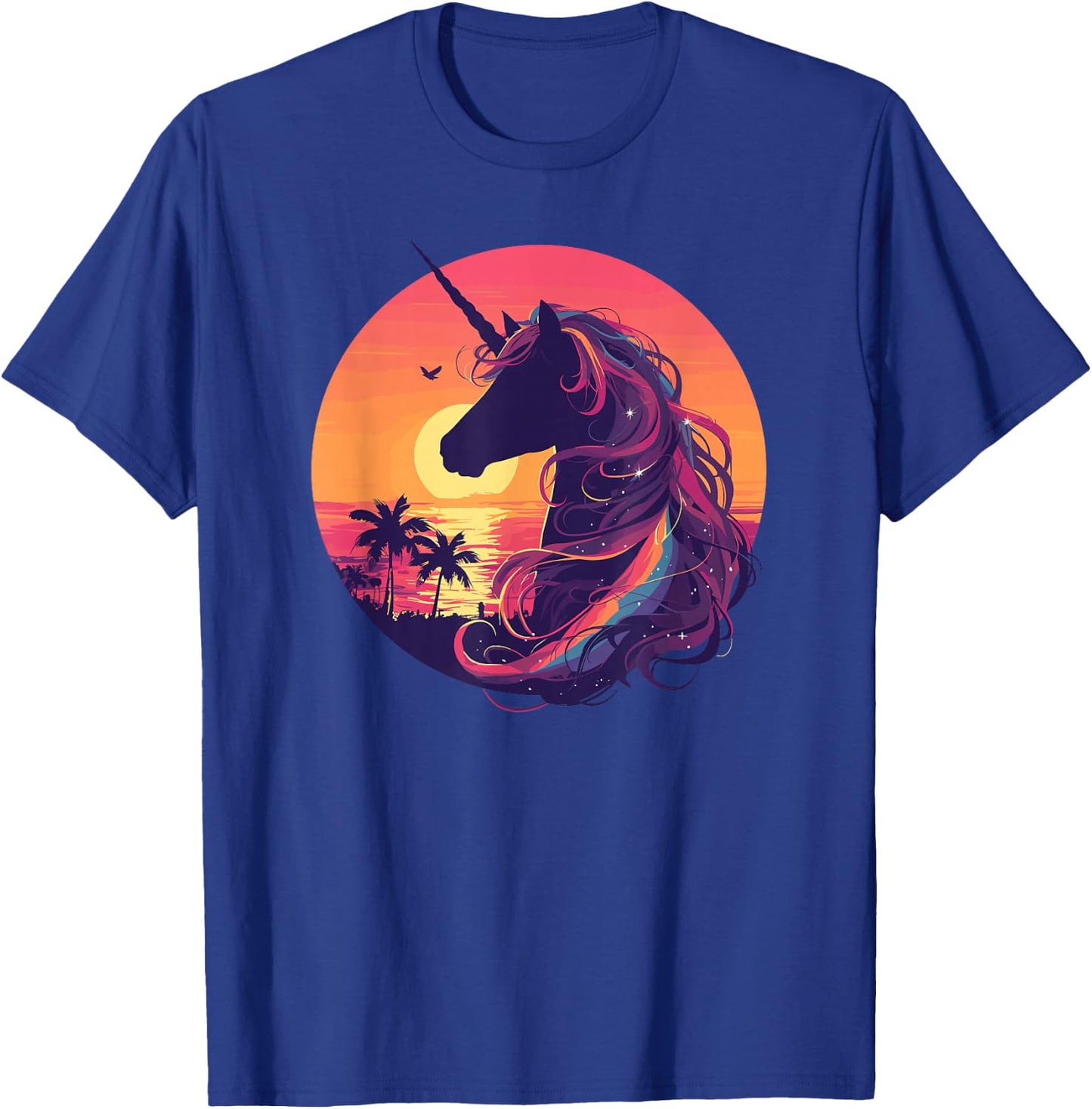 Majestic Sunset Unicorn Art Mystical Creature Fantasy T-Shirt - T-Shirt | Royal
