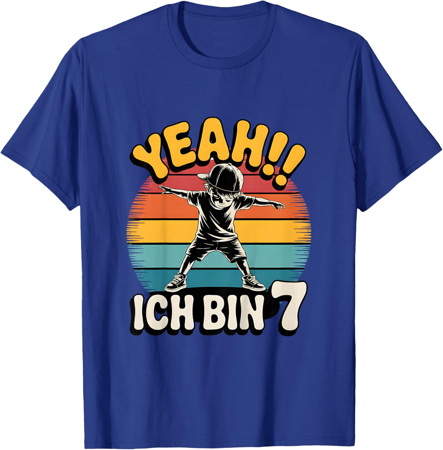 Kinder Yeah Ich Bin 7 Skater Geburtstag 7. Geburtstag Junge Retro T-Shirt - T-Shirt | Royal