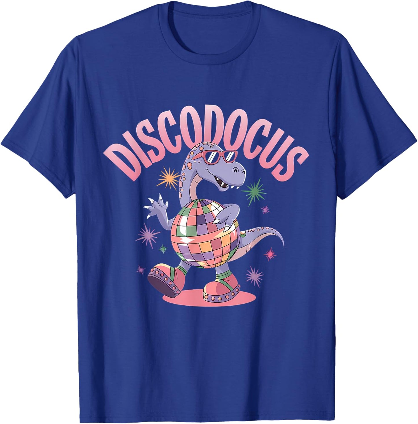 Disco Dancing Dinosaur Diplodocus Dino Funny 70s Disco T-Shirt - T-Shirt | Royal