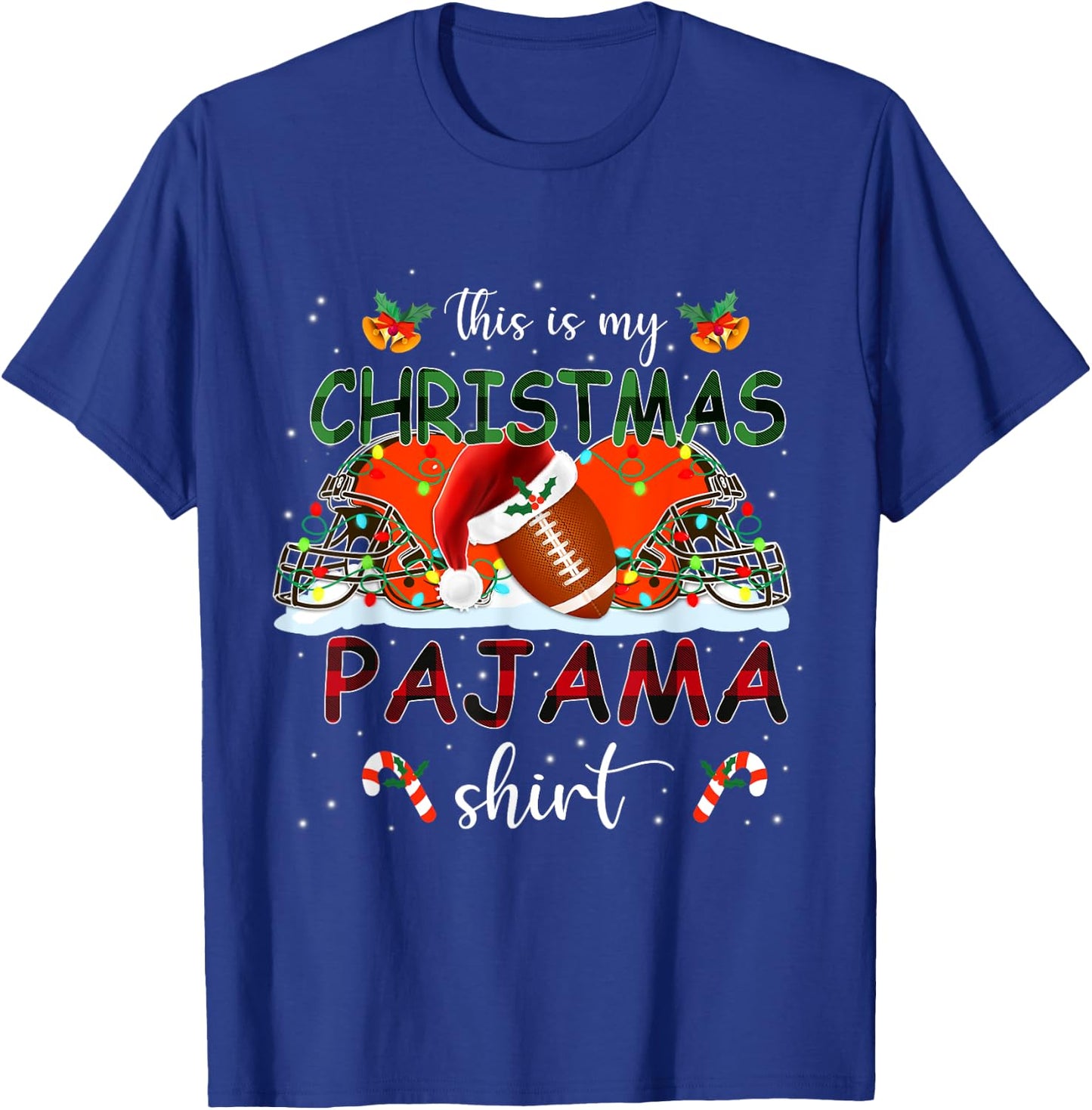 Pajama Football Browns This Is My Christmas Funny Gifts Xmas T-Shirt - T-Shirt | Royal