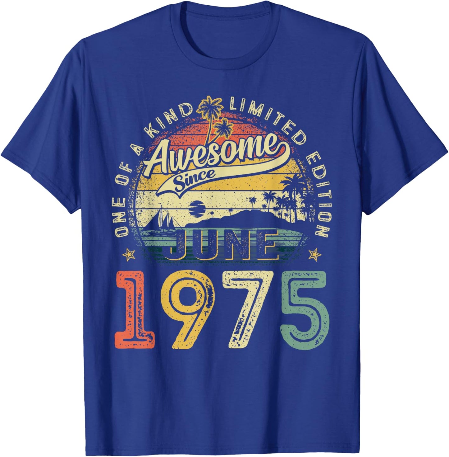 50 Years Old Vintage Made In June 1975 50th Birthday Men Dad T-Shirt - T-Shirt | Royal