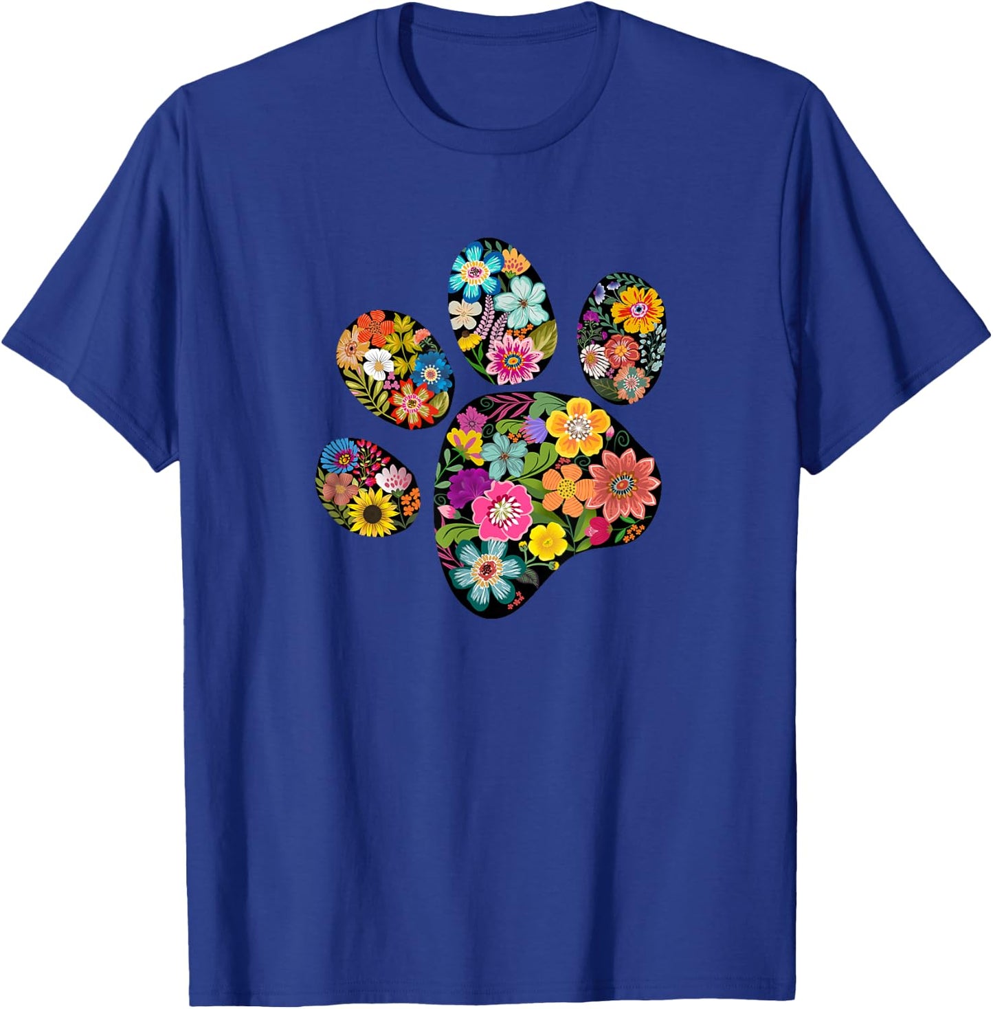 Floral Paw Print Animal Lover T-Shirt - T-Shirt | Royal