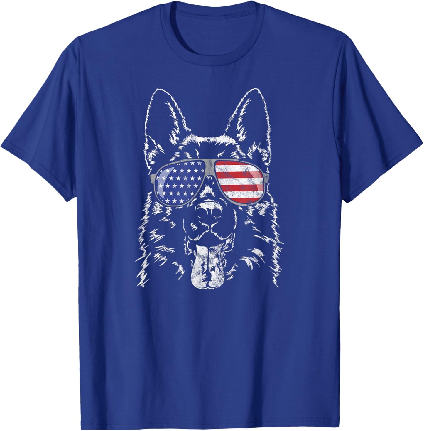 German Shepherd America Flag Sunglasses dog shirt T-Shirt - T-Shirt | Royal