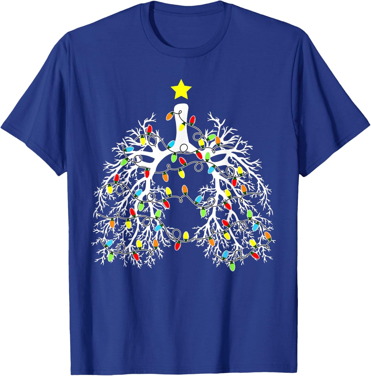 Respiratory Therapist Lung Christmas Lights RT Pulmonologist T-Shirt - T-Shirt | Royal