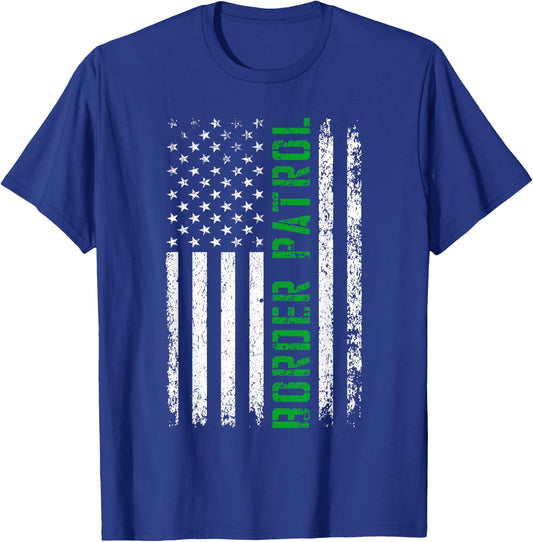 US Flag - Green Line - Border Patrol T-Shirt - T-Shirt | Royal