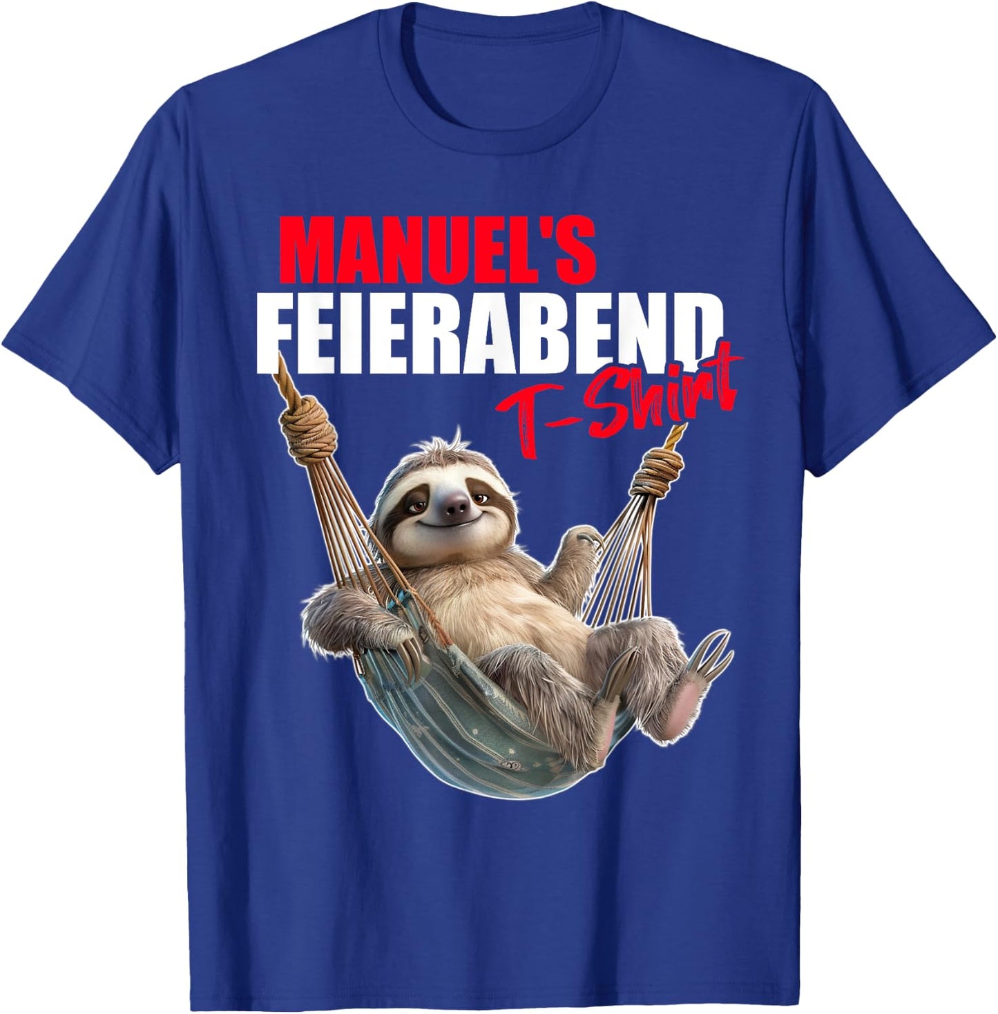 MANUEL with German Text "Retirement Eve Sloth First Name", black T-Shirt - T-Shirt | Royal