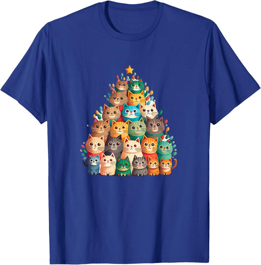 Cat Christmas Tree Funny Cats, Cute Kittens Christmas Tree T-Shirt - T-Shirt | Royal