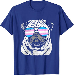 Pug Trans Sunglasses Pride T-Shirt - T-Shirt | Royal