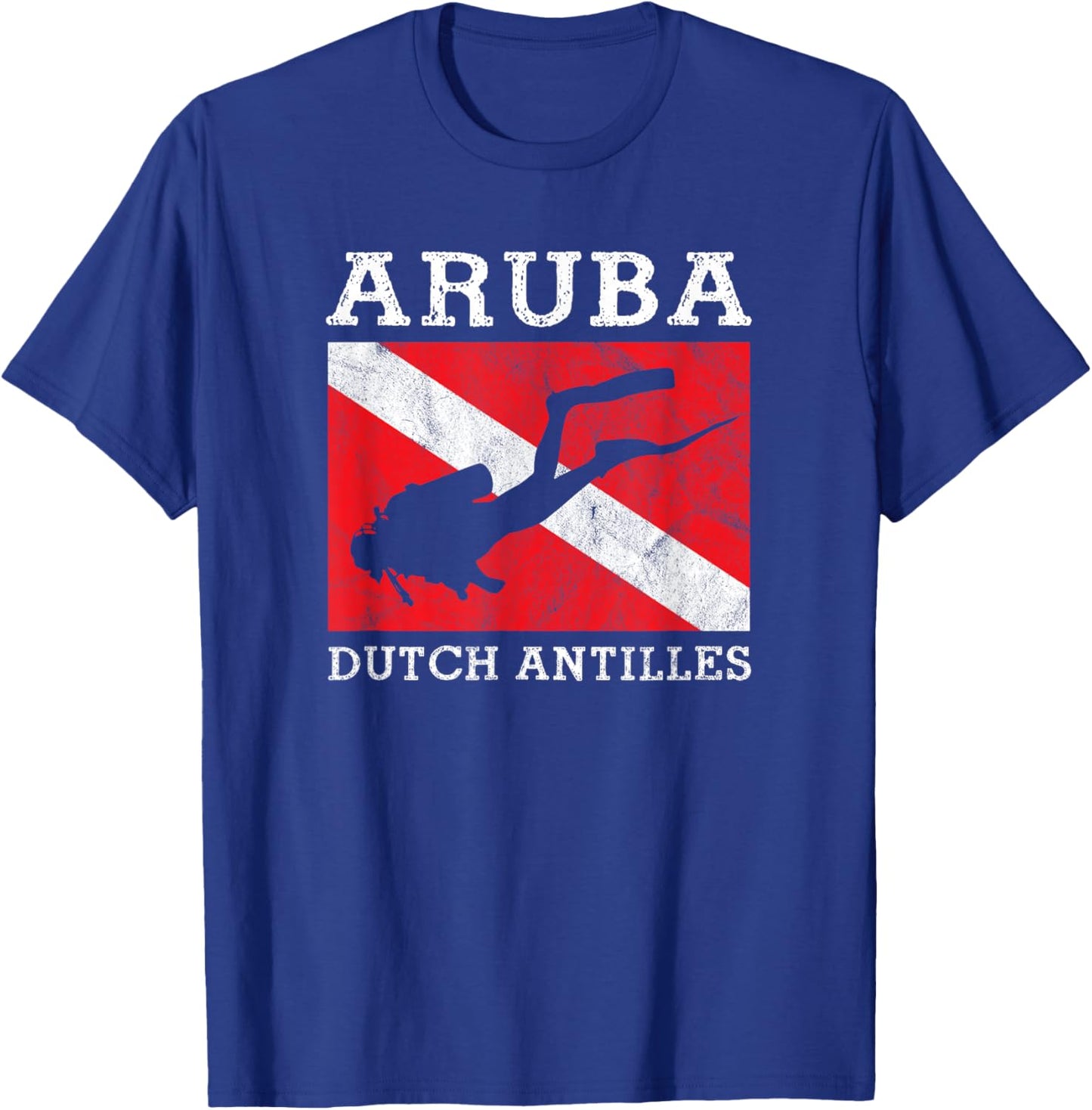 Vintage Aruba Scuba Dive Flag Holiday Souvenir T-Shirt - T-Shirt | Royal