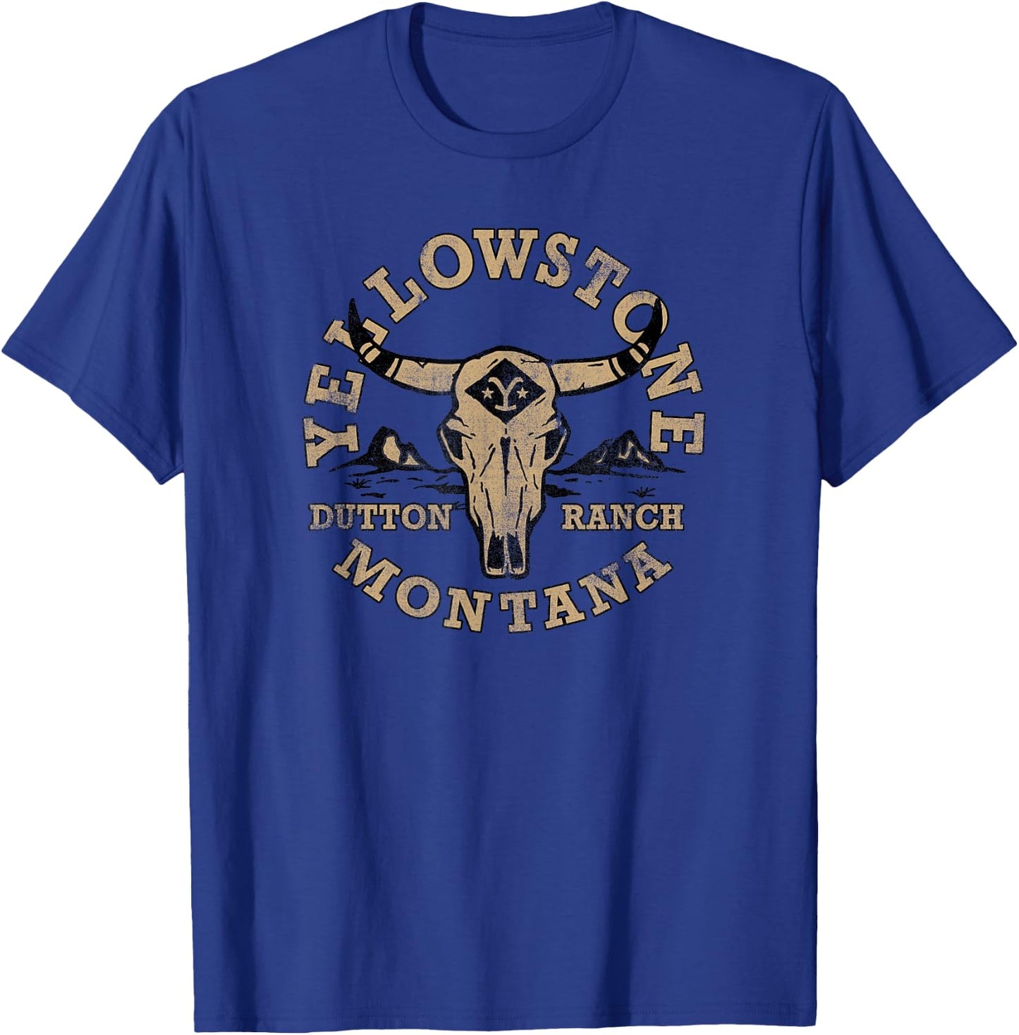 Yellowstone Dutton Ranch Bull Skull Logo V2 , gray T-Shirt - T-Shirt | Royal